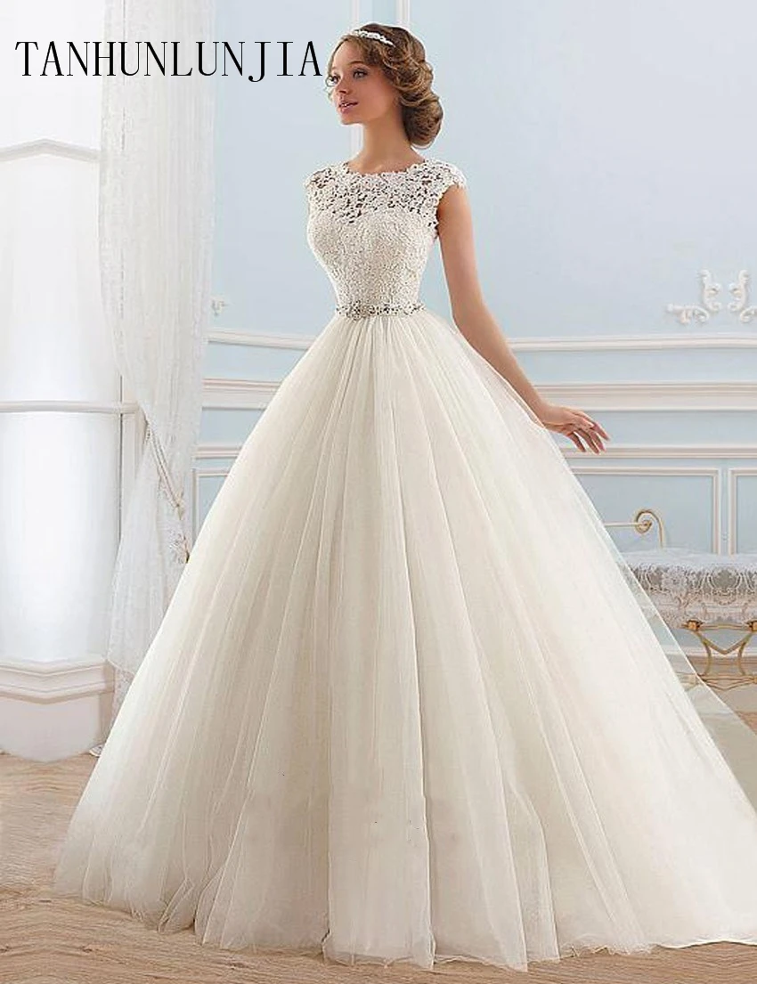 2021 Vestido de noiva из тюля и кружева с Свадебное платье принцессы застежкой-молнией на