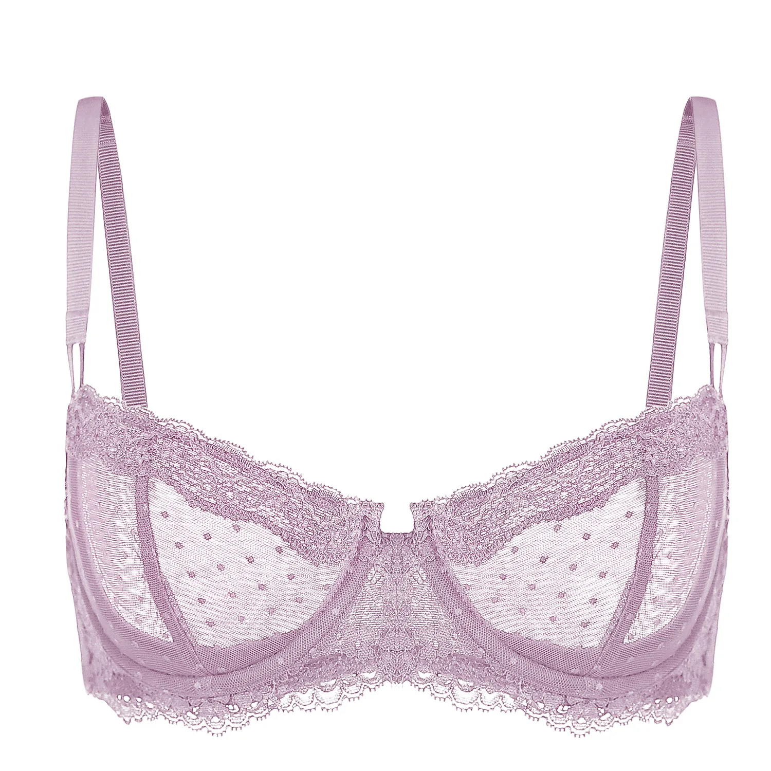 DOBREVA Women's Sexy Lace Bra Underwire Balconette Unlined Demi Sheer Mesh Plus Size Bralette