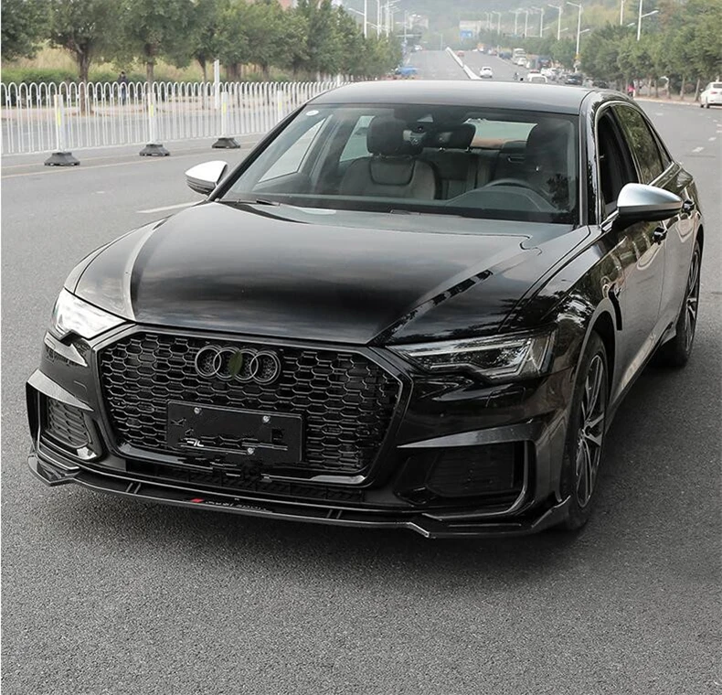 Передняя решетка радиатора для Audi A6 S6 C8 2019 2020 2021 ABS черного и углеродного волокна