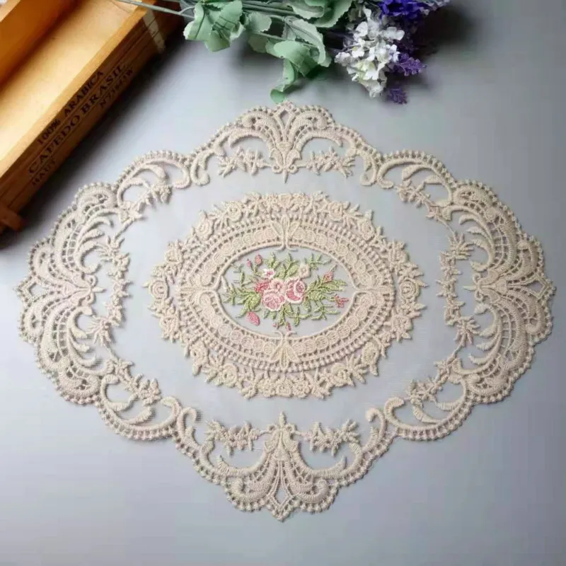 Сетчатая Кружевная аппликация с вышивкой в виде цветов 2 шт. накладки для