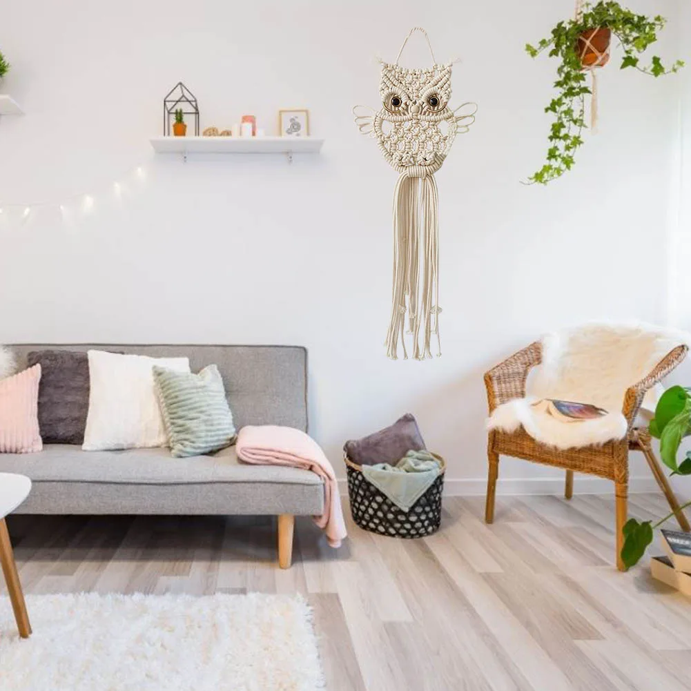 Гобелен Плетеный в виде совы богемный настенный гобелен стиле бохо шикарный