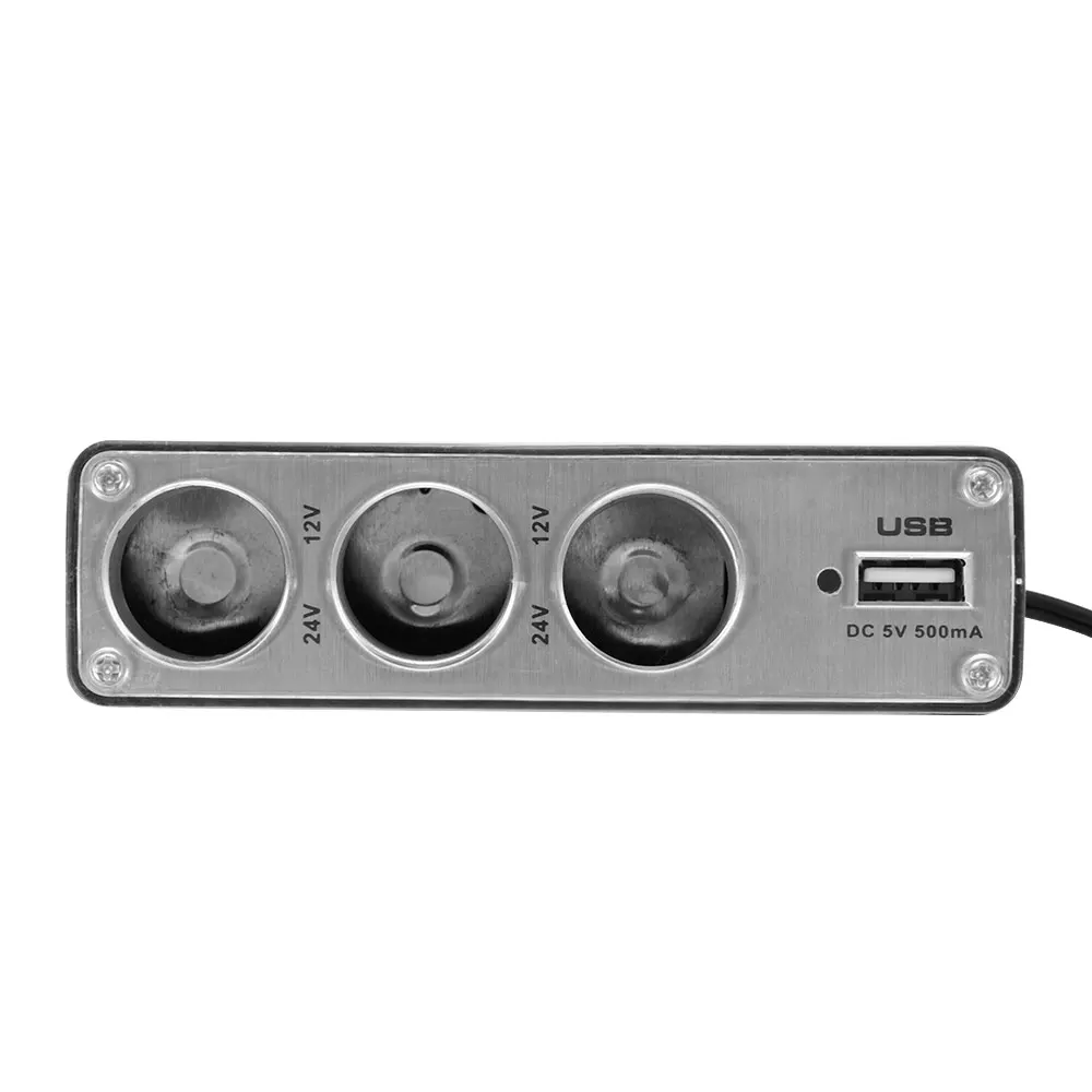 Черный Автомобильный адаптер питания 12 В Разветвитель USB автомобильное зарядное