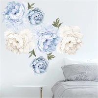 blue white peony flower wall stickers romantic flowers home decor wall decal mural for bedroom living room wallpaper muursticker