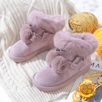 snow boots female fur one autumn and winter plus plush thick short boots warm rabbit fur bread shoes female personality wild hot