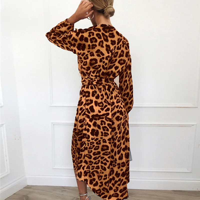 Женское шифоновое длинное пляжное платье с принтом свободное длинным рукавом и