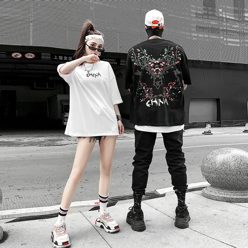 

Women Summer Street Style Loose T-Shirt Ladies Casual Letter Print Plus Size Lovers Tee Cotton Short Sleeve O-Neck Top ZY96