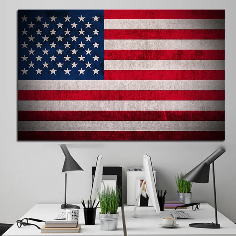Большой старинный американский флаг печать на холсте настенные художественные