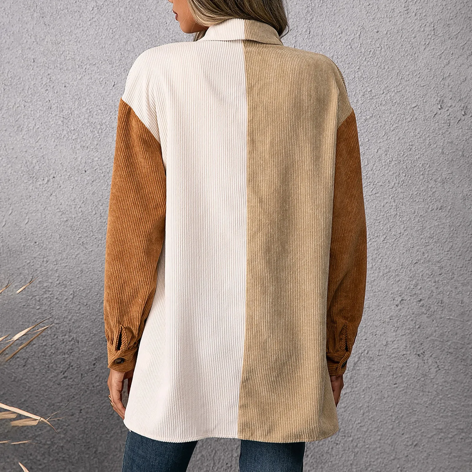 Женская модная повседневная однобортная шерстяная Свободная рубашка с отложным