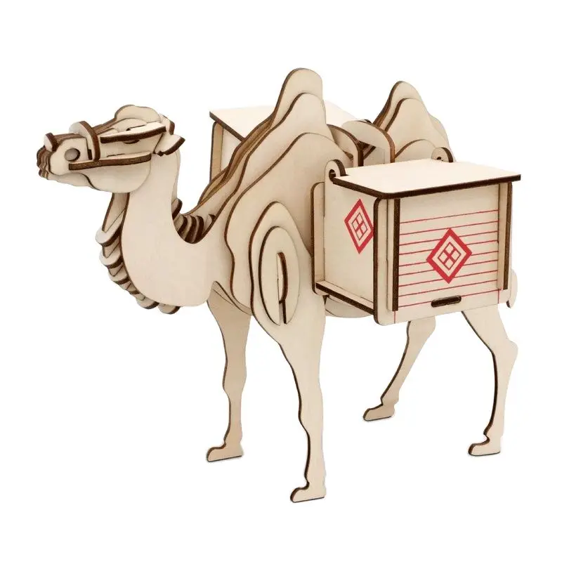 

DIY Kids 3D Wooden Puzzles Camel Animal Model Assembling Building Kits Educational Toys for Children with 46pcs Parts