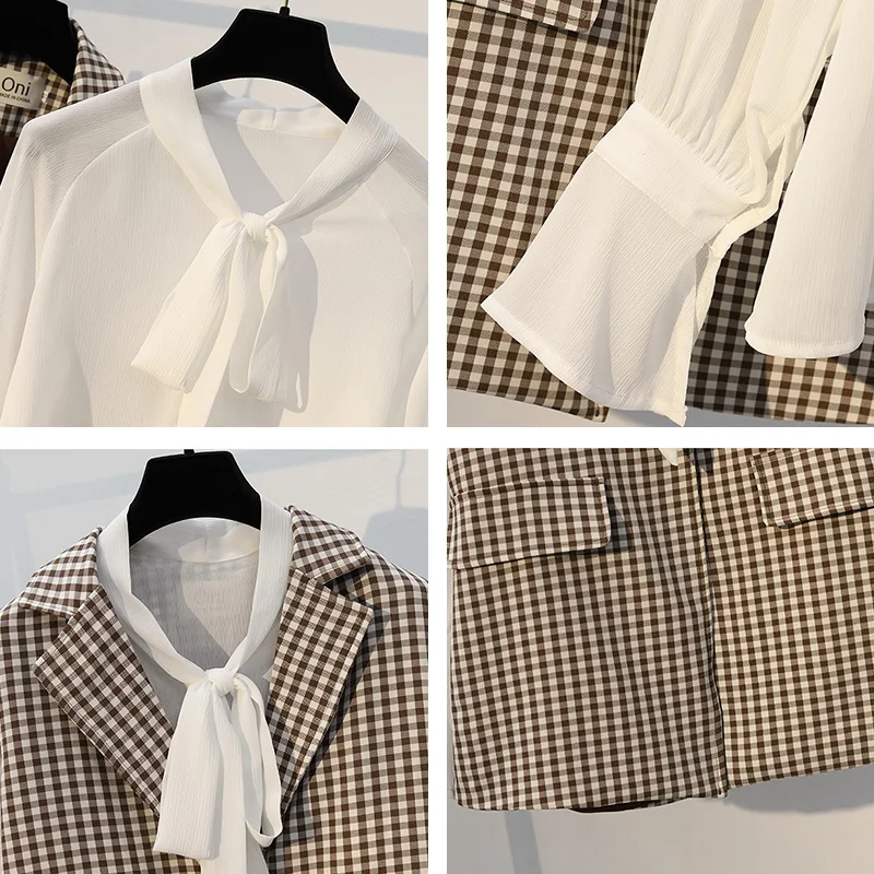 Trytree/осенний женский топ комплект из трех предметов с бантиком расклешенный