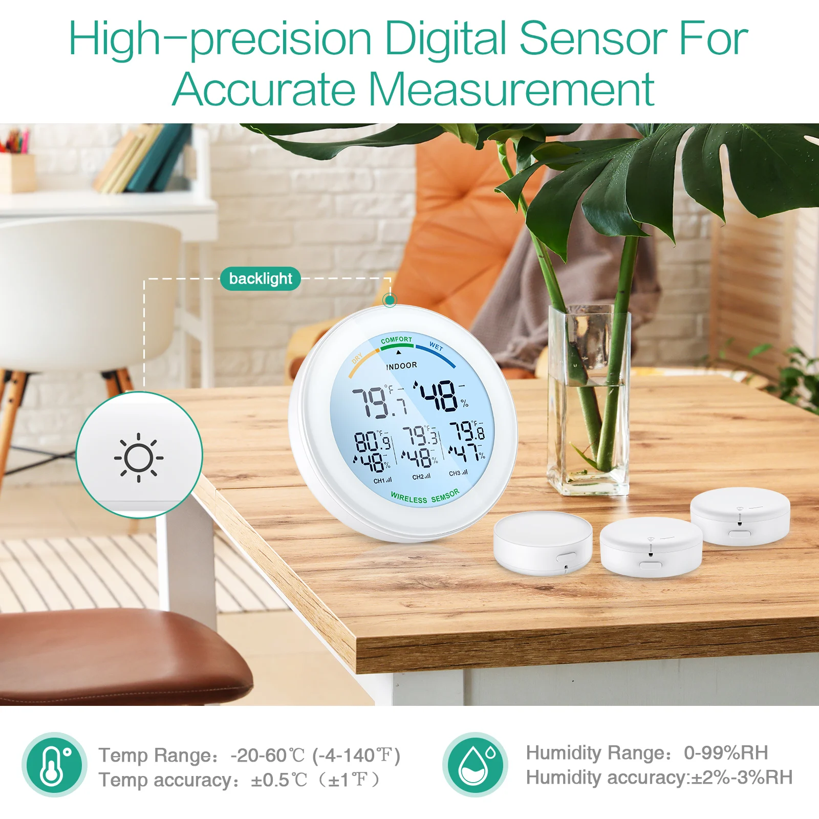 

Wireless Thermometer LCD Display Indoor Outdoor Sensor Temperature Sensor Indoor Digital Hygrometer Thermometer