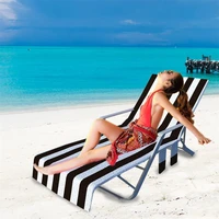 portable striped print beach chair towel covers quick dry lounge chair towel covers with pocket for swim pool outdoor sunbathing