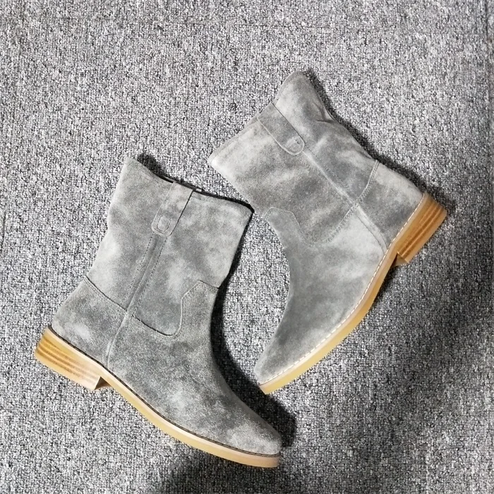 Deification/Роскошные замшевые байкерские ботинки на скрытой танкетке в стиле ретро с