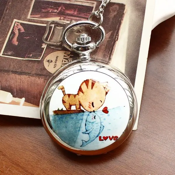 Модные стильные карманные часы для мужчин и женщин кварцевые из нержавеющей