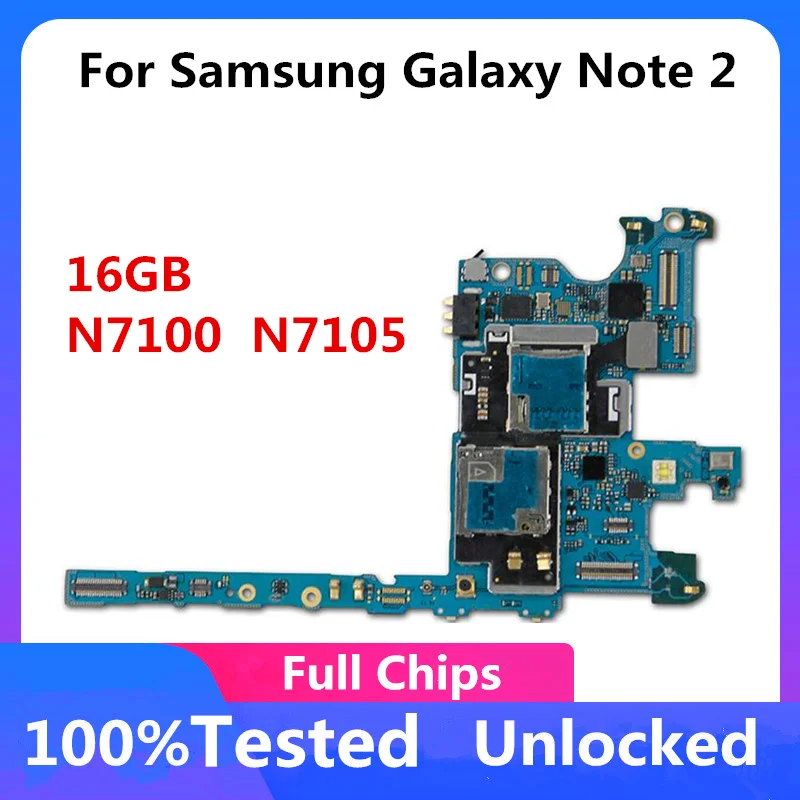 100% разблокированная материнская плата для Samsung Galaxy Note 2 N7100 N7105 16 ГБ полные чипы ОС