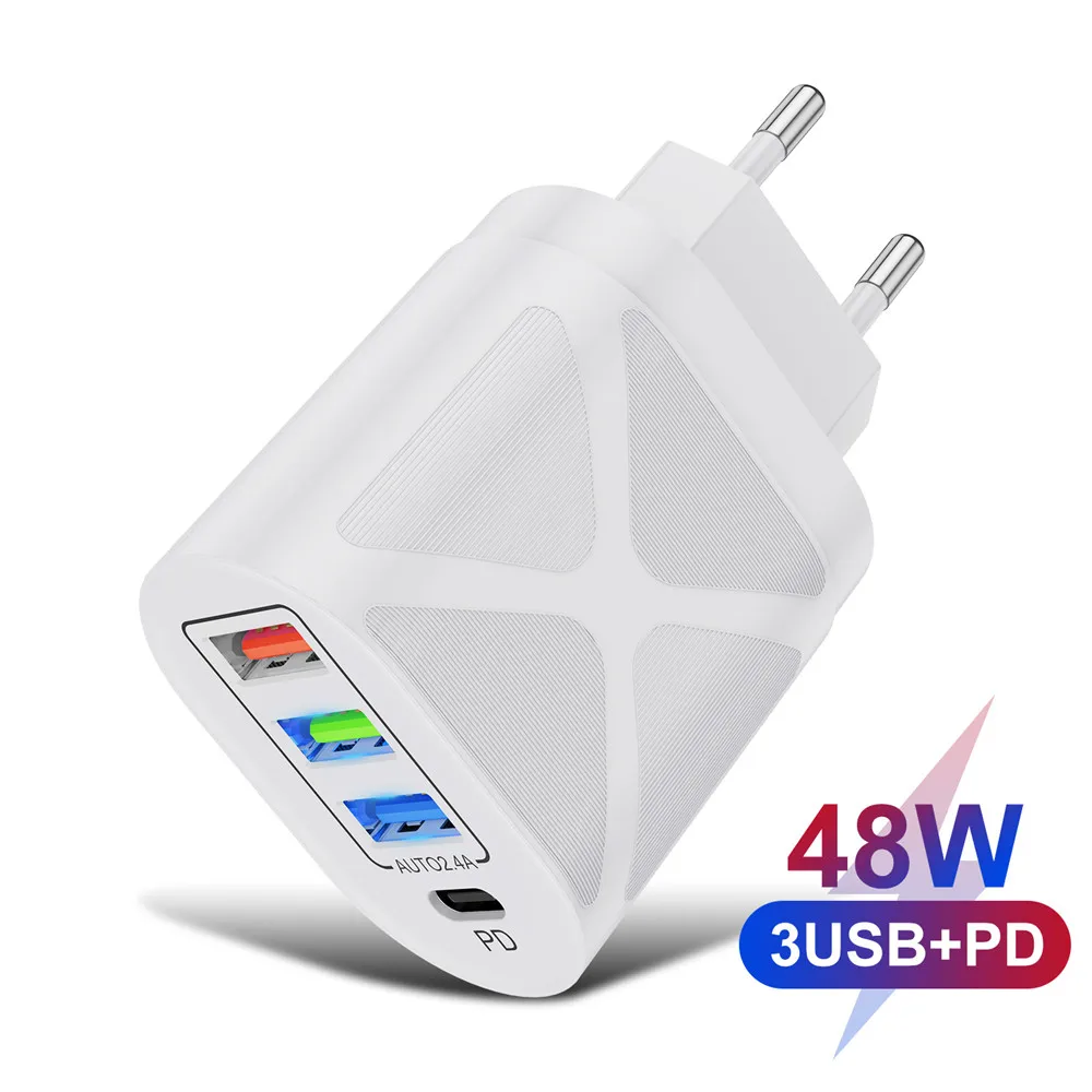 GTWIN 4 порта USB-C зарядное устройство 48 Вт USB быстрая зарядка для iPhone 12 Pro Max Macbook Xiaomi PD Type C QC4.0 QC3.0 Быстрая зарядка