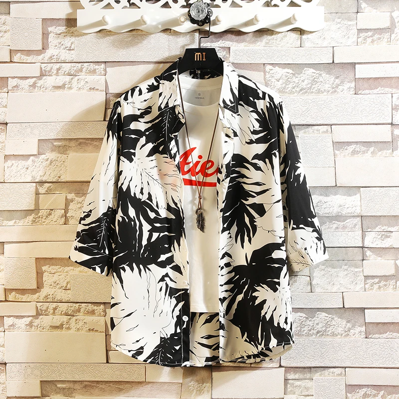 Мужская пляжная рубашка с коротким рукавом Повседневная Свободная гавайская