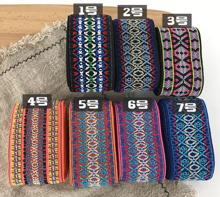 3 метра 5-6 см эластичная лента в этническом стиле жаккардовая декоративная