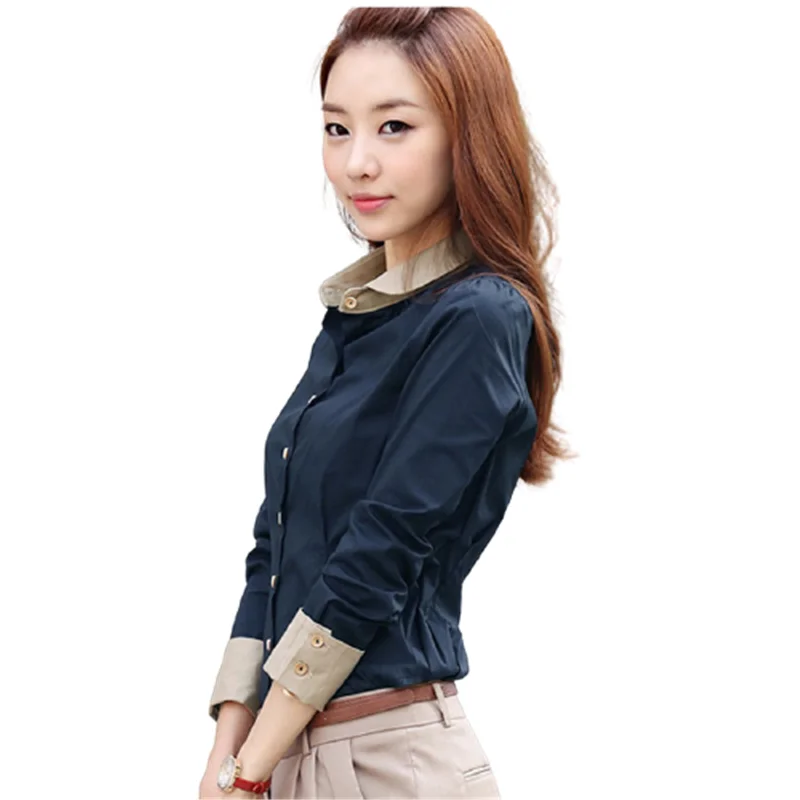 

Long Sleeve Women Casual Shirts New Spring Asia Style Turn-down Collar Single Breasted Blouses Preppy Style Straight Shirt Tops