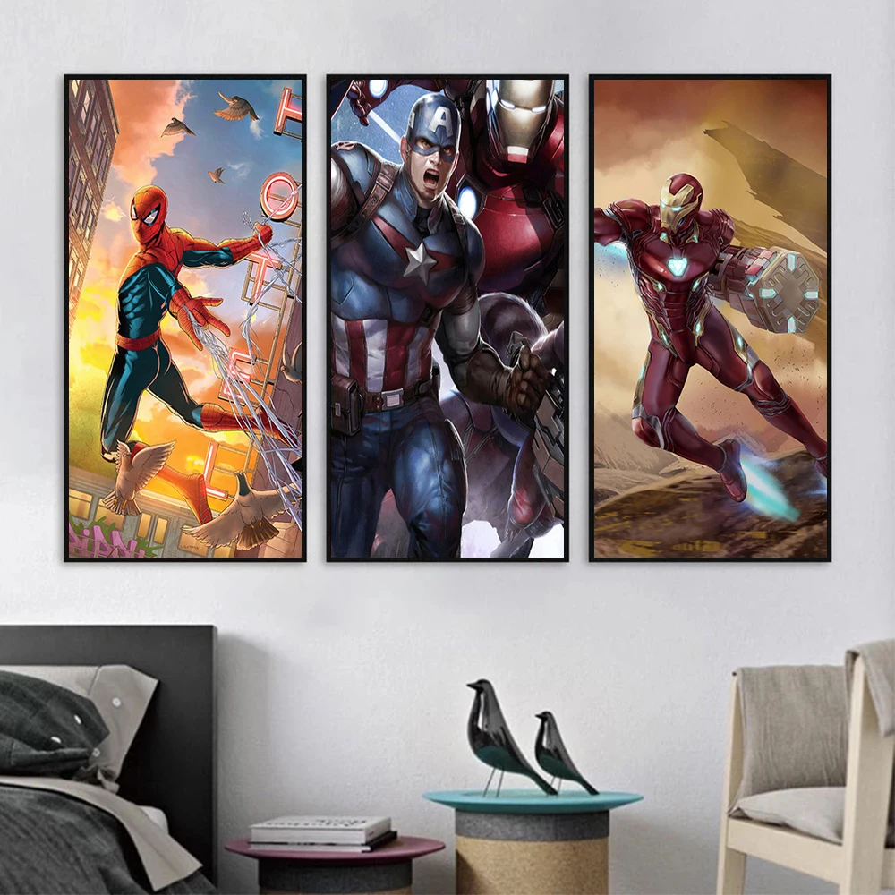 

Superhero Iron Man Spiderman Marvel Movie Poster Canvas Painting Picture Art Wall Cuadros Pictures Children's Room Home Decor