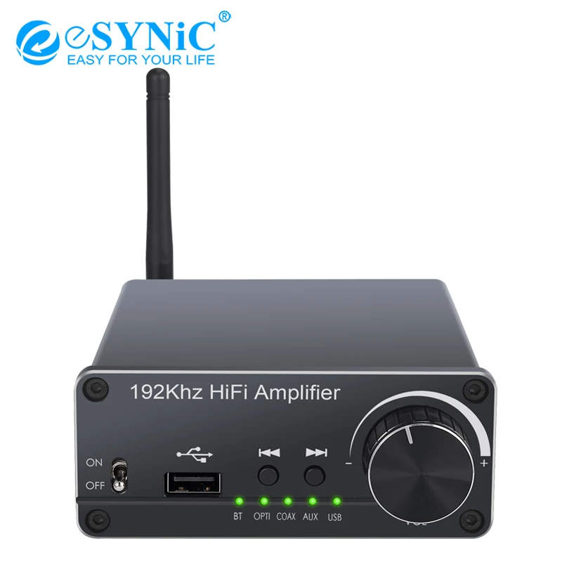 ESYNiC 192 кГц аудио усилитель Bluetooth 5 0 100 Вт + Hi Fi цифровой мощности DAC оптический