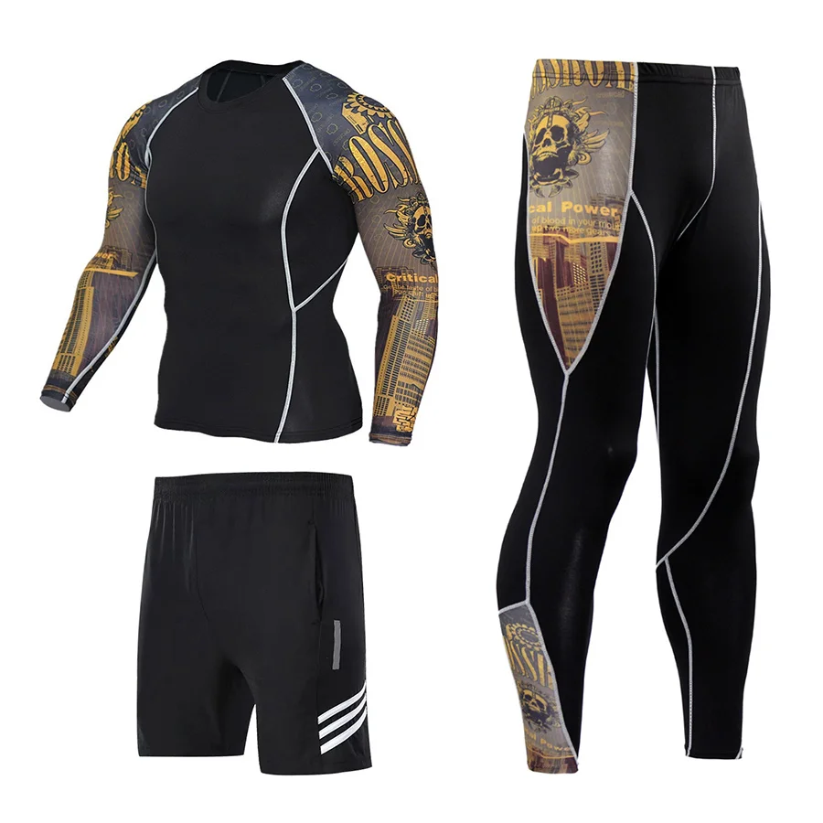 Комплект из 3 предметов мужской спортивный костюм для тренировок компрессионная