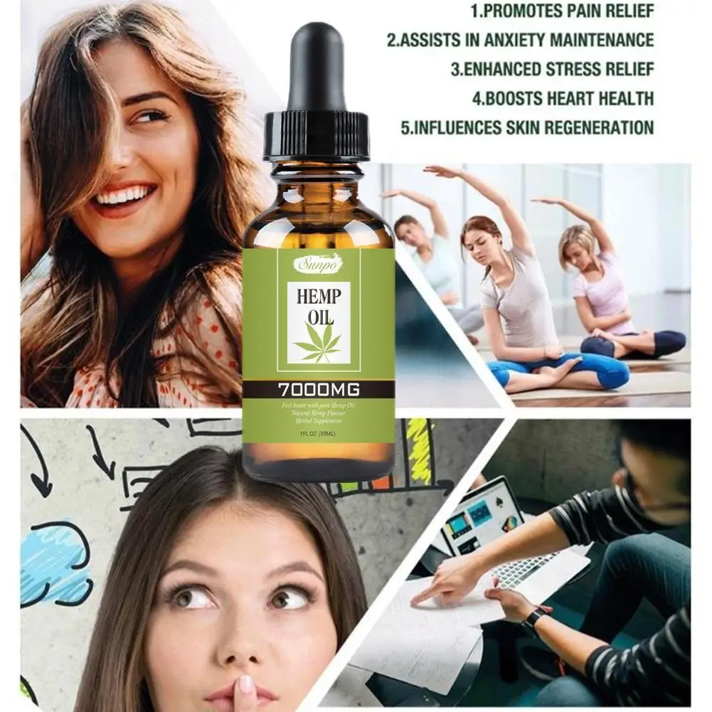 

30ml Organic Essential Oil Hemp Seed Oil Herbal Drops The Stress Skin Body Sleep Relief Relieve Pain Care Oil Help U1R1
