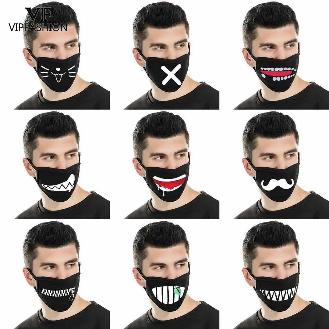 VIP модная многоразовая рот-муфельной черная маска 3D мультфильм печати маски