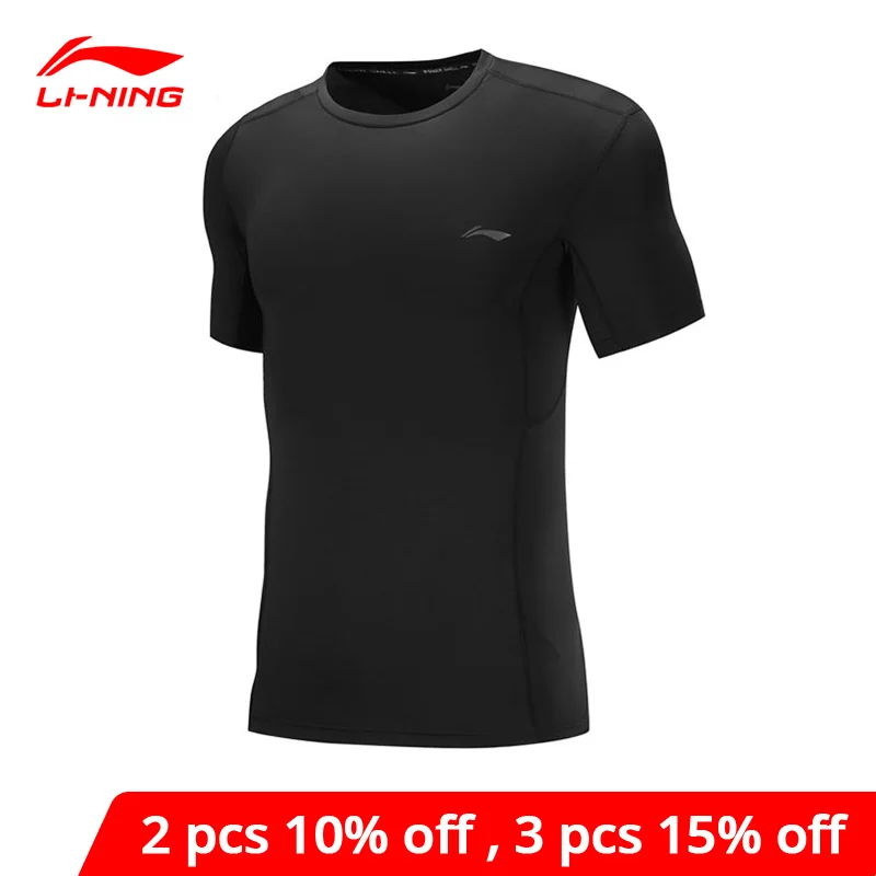 Li Ning мужские тренировочные серии с базовым слоем облегающие футболки 88% полиэфир