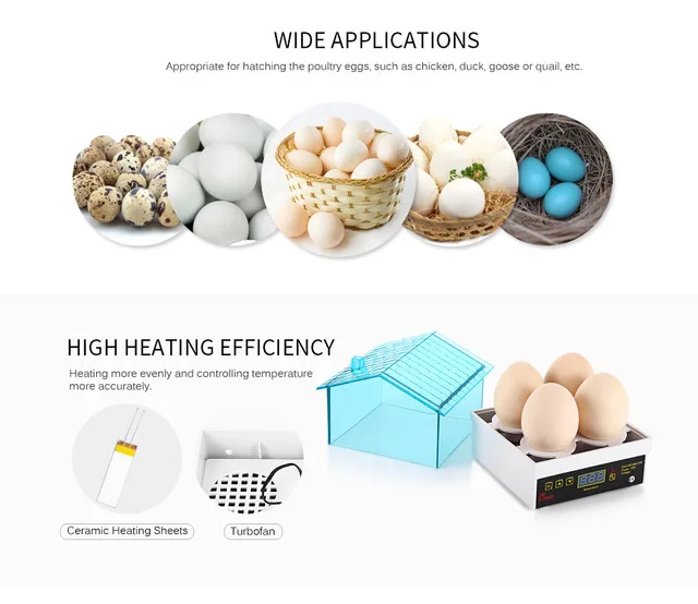 HHD Newest 4 Eggs Incubator Mini Hatchery Machine Automatic Digital Poultry Brooder Hatch For Chicken Duck Bird Pigeon Quail Egg