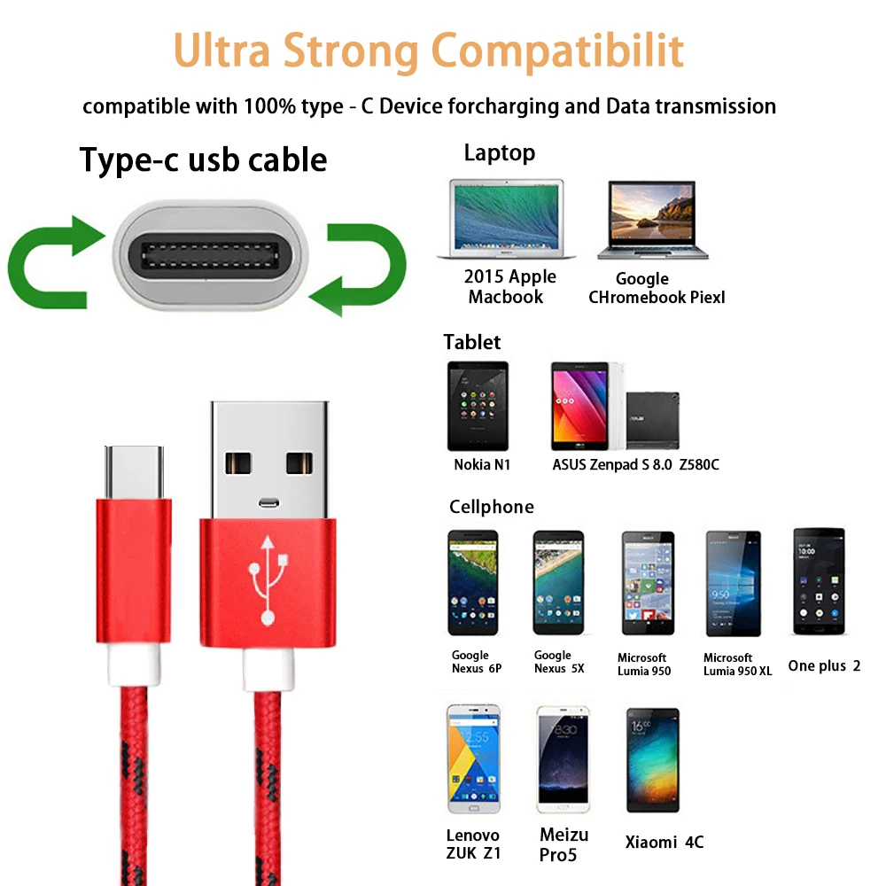 Хороший кабель USB Type C 3A для Samsung Xiaomi Redmi Note 7 Mi 9t шнур быстрой зарядки зарядное
