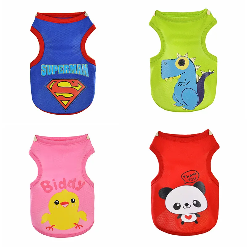 Летняя одежда для маленьких собак мультяшный щенок жилет футболка чихуахуа