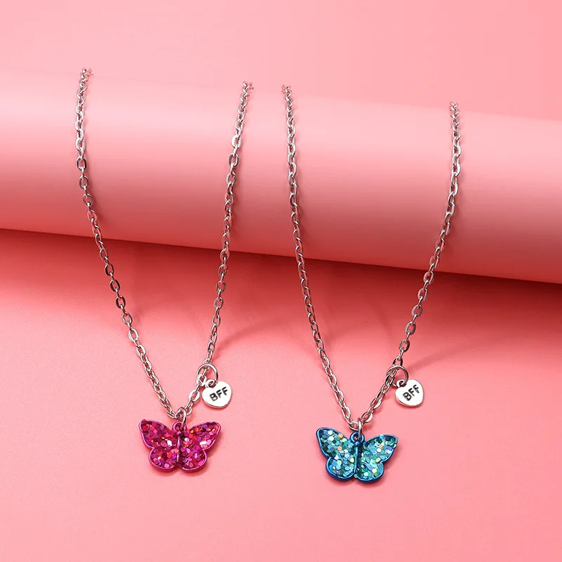 Фото Подарок на день рождения для лучшей подруги сестры ожерелье с сердцем бабочкой BFF