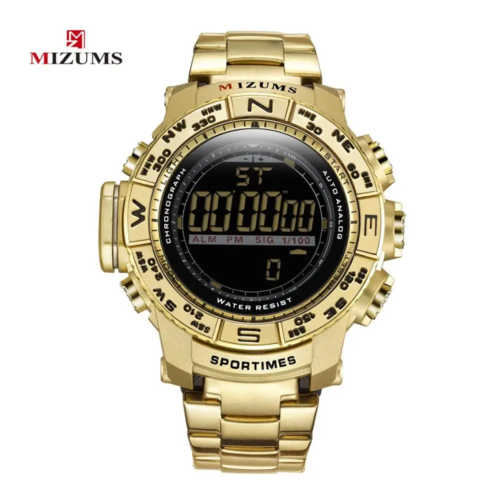 MIZUMS, военные спортивные водонепроницаемые мужские часы, Relogio Masculino, Лидирующий бренд, роскошные часы, электронные, светодиодный, цифровые часы с хронографом
