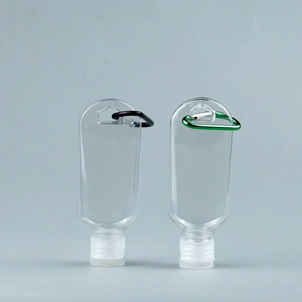 

50Ml Transparent Keychain Empty Bottles Travel Plastic Key Ring Mini Bottle Portable Leakproof Containers Flip Cap