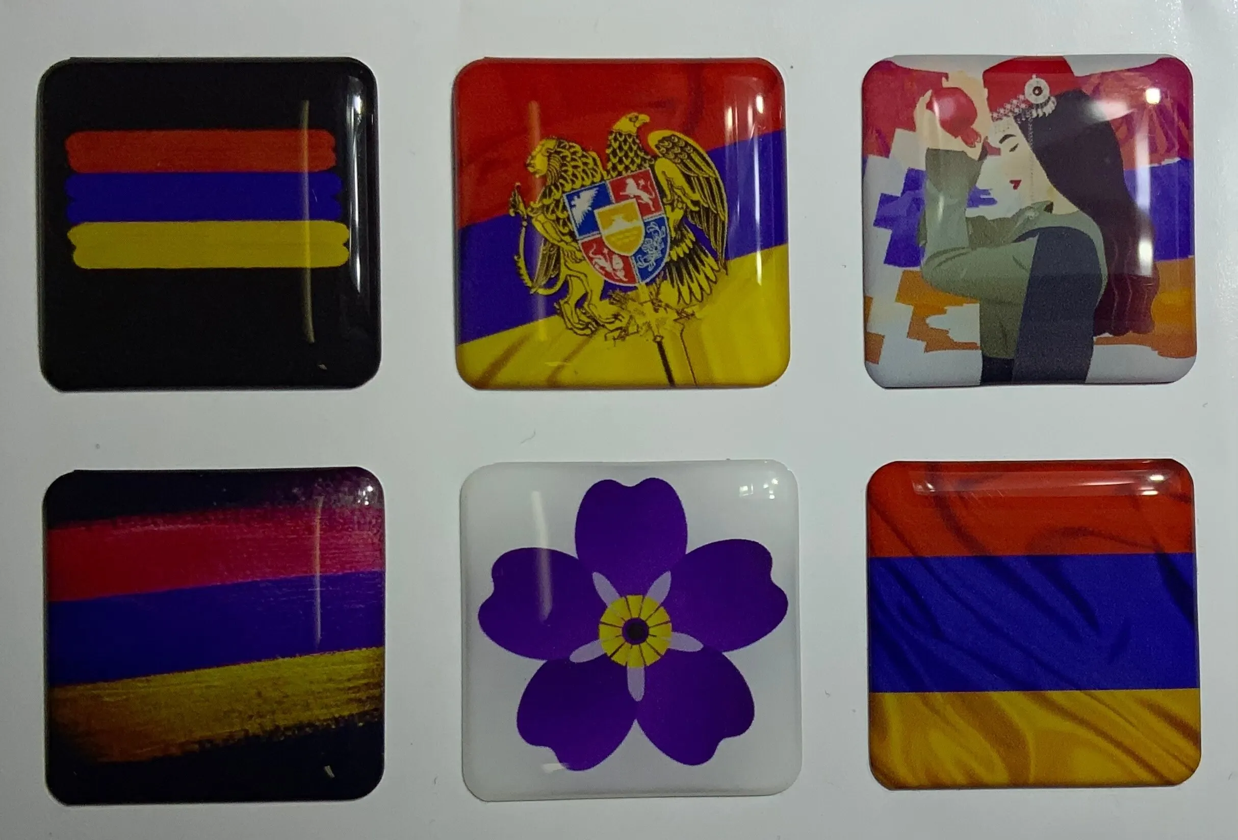 3D cтикеры / 3Д наклейки на телефон флаг герб Армении. Мега Принт. Набор 6шт. 3х3 см. -