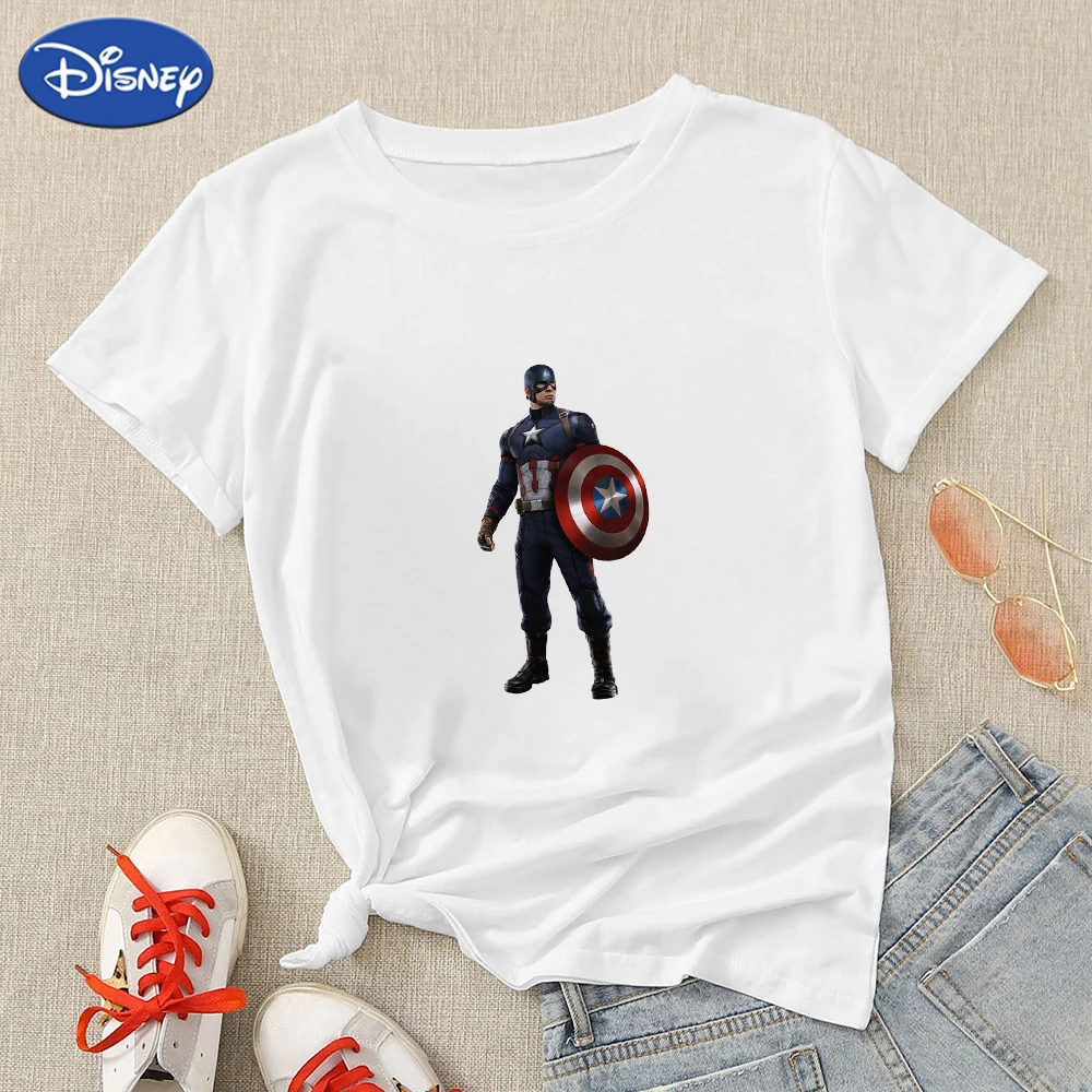 

Marvel T Shirt Captain America Popt Beginners Spiritual Disney Casual Women Tshirt Summer Cartoon 90S Tee Leader Y2K Hipster