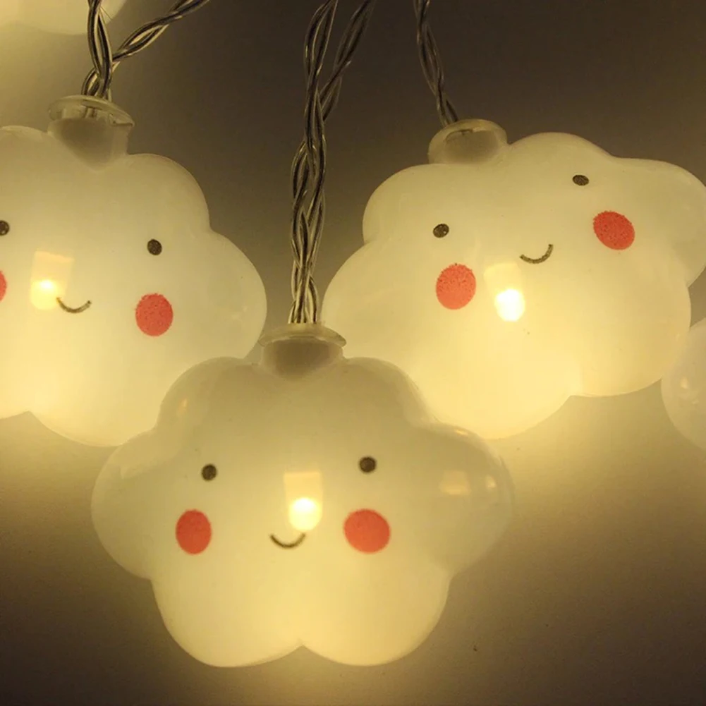 

3.5m 20 LED Smile Cloud Light String Battery Operated Kids Girls Bedroom Decor Cute Creative Hanging Lighting Lamp Tape