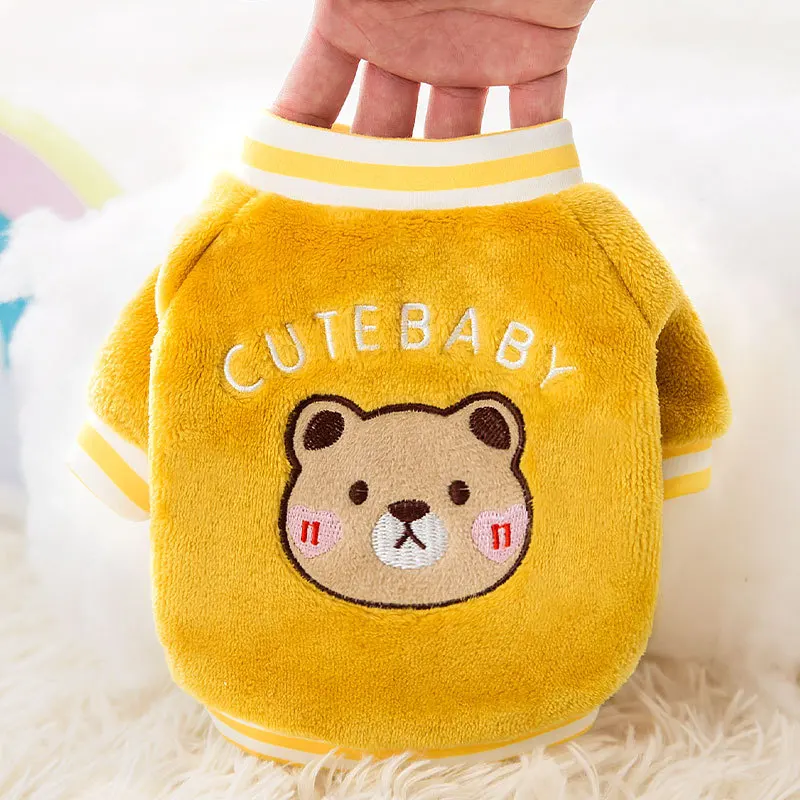 

Autumn winter Warm Pets sweater cute bear Coral velvet Jacket small cat dog Chihuahua Bulldog Sweatshirt Puppy Pullover Pet Coat