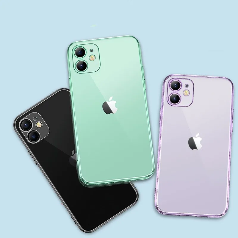 

Electroplating Transparent Phone Cases For iphone 11 12 Pro Max Mini 6 7 8 6s Plus XS Max X XR SE 2020 Luxury Soft Back Cover