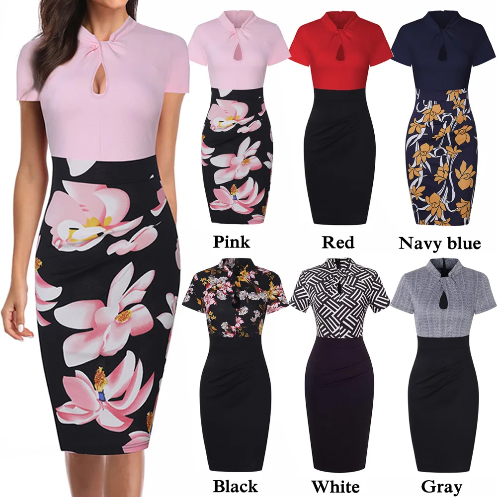 Joineles/женское облегающее платье с цветочным рисунком в стиле пэчворк стоячий