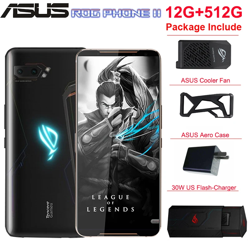ASUS ROG Phone 2 мобильный телефон 12G 512G 6 59 ”Snapdragon 855 + 48 Мп II ZS660KL 6000mAh 120Hz NFC игровой