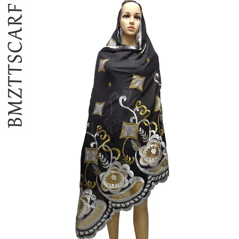 100% хлопковый шарф африканские женские шарфы с вышивкой Женский хиджаб для