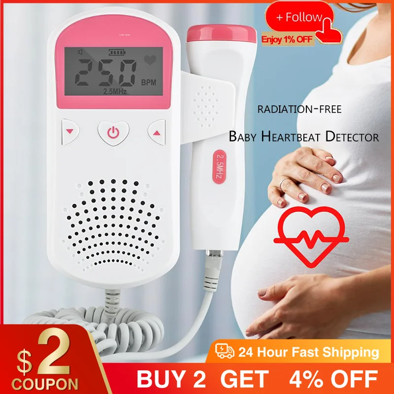 

Household Ultrasound Baby Monitor Fetal Doppler Fetus Baby Heartbeat Detector Portable Baby Heart Rate Monitor 2.5MHz