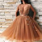 V-образный вырез коктейльное платье юбка пышная короткая мини-платье с юбкой из тюля школьная Пышная юбка Формальные Вечеринка платье