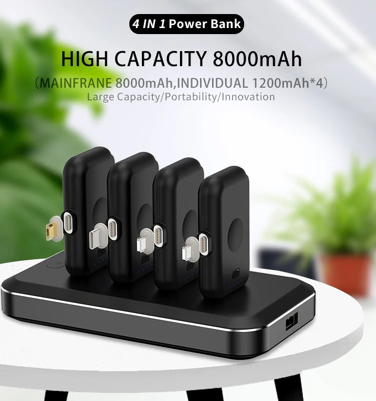 4 шт. Мини Магнитный внешний аккумулятор для экстренных ситуаций типа C iPhone 11 Pro со