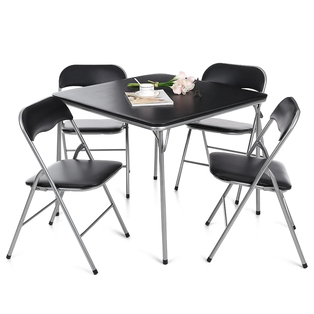 iKayaa Metal Folding Kitchen Dining Table Chair Set Outdoor Camping Picnic Foldable Furniture 1pcs 4 pcs Chairs | Мебель