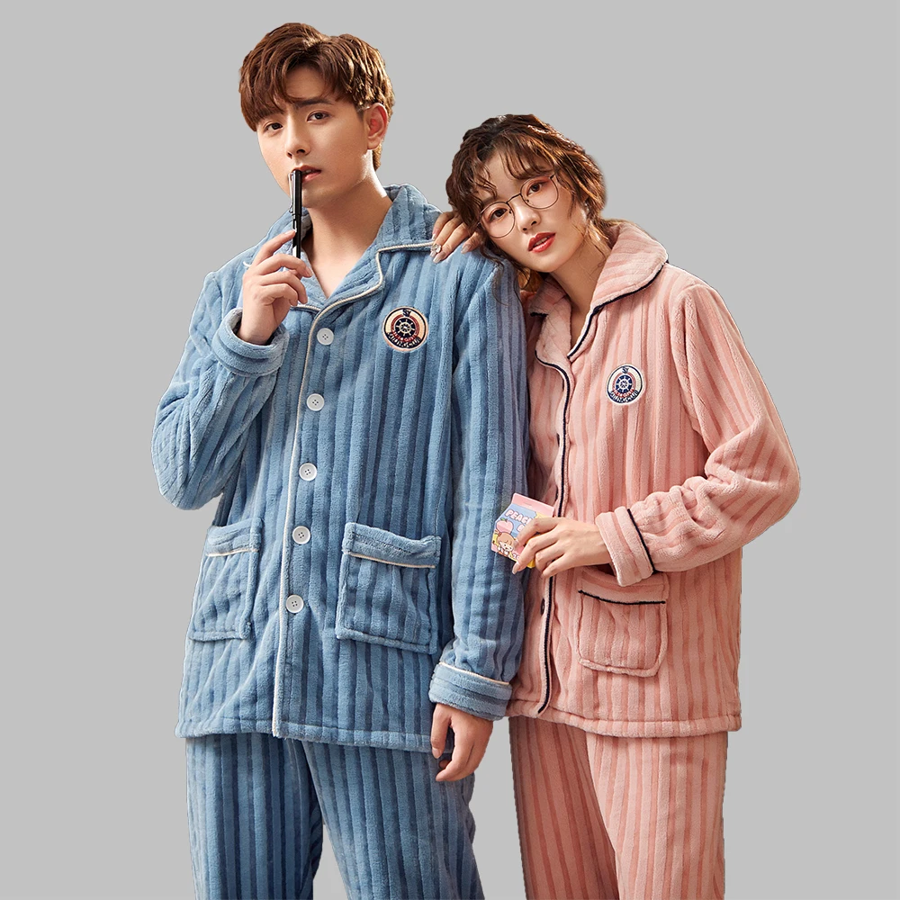 

Пижама женская фланелевая, с длинным рукавом и отложным воротником, зимняя, 2020