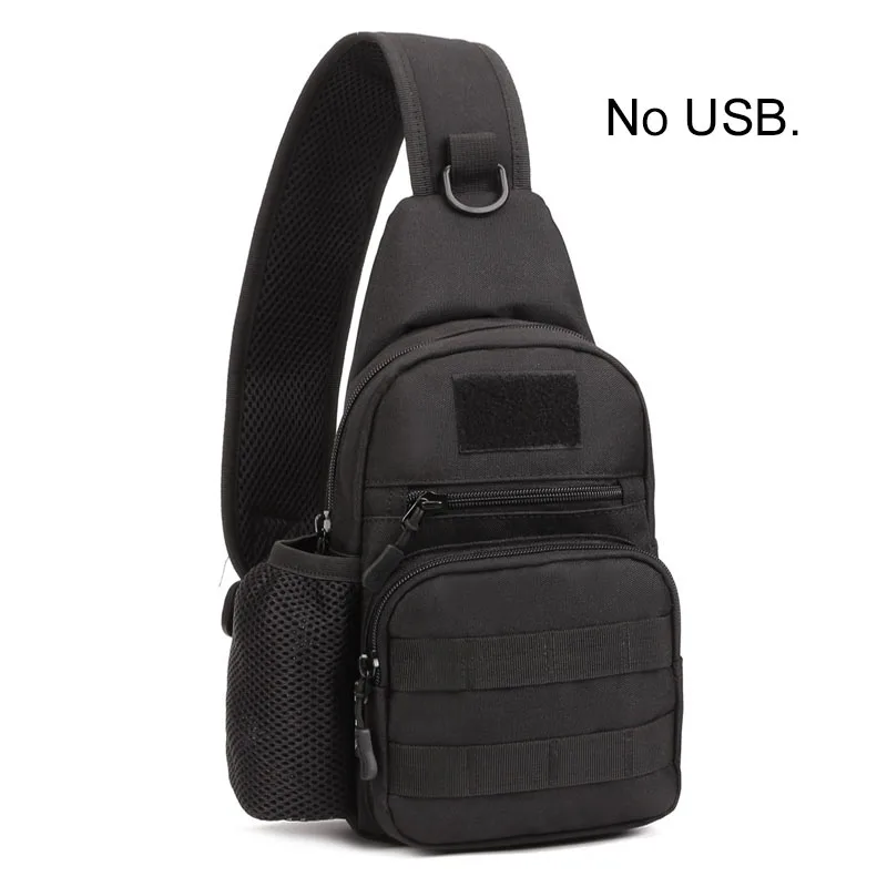 Black No USB Тактическая Сумка для мужчин, военный корпус облегченной модульной системы переноски снаряжения, открытый водонепроницаемый слинг рюкзак, Охота Спорт альпинизма сумки с USB - Цвет: Black No USB