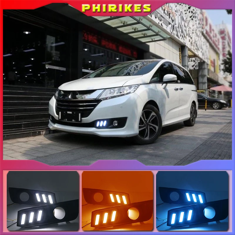 

Дневные ходовые огни для Honda Odyssey 2015-2017, белые, желтые, указатели поворота, синие светодиодный льные светодиодные дневные ходовые огни